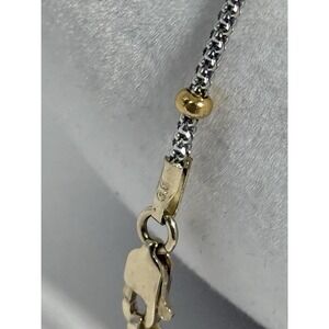 14K Solid Gold 2 Tone 10" Ankle Bracelet White & Yellow Gold 3.4 Grams Signed